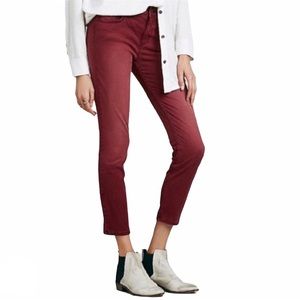 Free People Sueded Sateen Skinny Jeans w/ Back Zipper Hem, 30